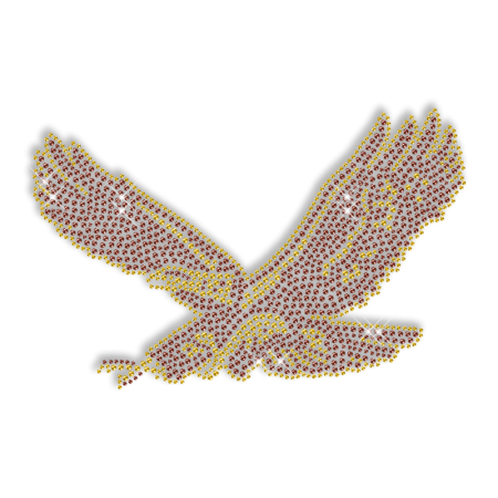 Shining Rhinestone Awesome Brown Flying Eagle Iron on Transfer Pattern for Clothes
