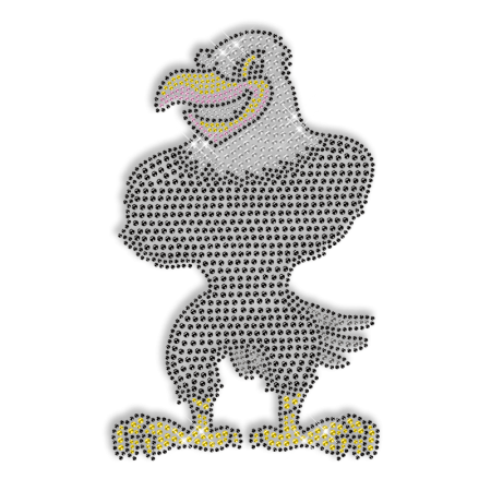 Shining Rhinestone Standing Black Eagle Iron on Transfer Motif for Clothes