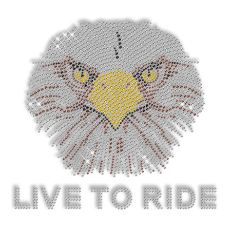 Shining Rhinestone Live to Ride Eagle Iron on Transfer Design for Clothes