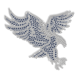 Shining Rhinestone Blue Flying Eagle Iron on Transfer Design for Clothes