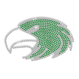 Shining Rhinestone Green Eagle Head Iron on Transfer Design for Clothes