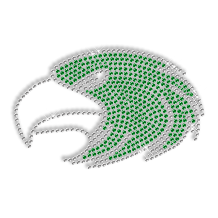 Shining Rhinestone Green Eagle Head Iron on Transfer Design for Clothes