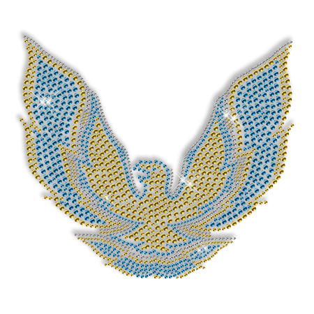 Best Custom Shinning Eagle in Blue and Yellow Rhinestone Iron on Transfer Pattern for Garments