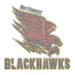 Best Custom Shinning Northwest BLACK HAWKS Diamante Iron on Transfer Design for Garments