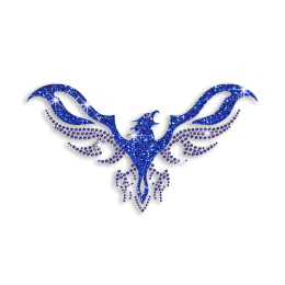 Royal Blue Eagle Hotfix Rhinestone Transfer for T-shirts