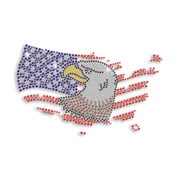 Eagle with American Flag Customized Ironon Rhinestone Transfer for T-shirts