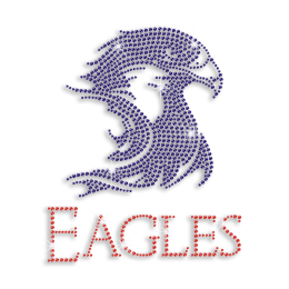 Beautiful Eagle with Words Hot-fix Rhinestone Motif Custom for T-shirt 