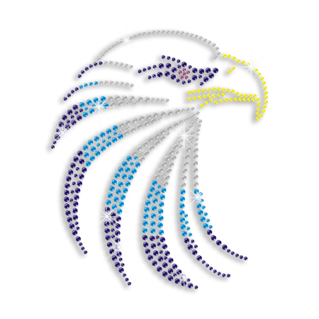 Colorful Eagle Customized Hotfix Rhinestone Motif for T-shirts