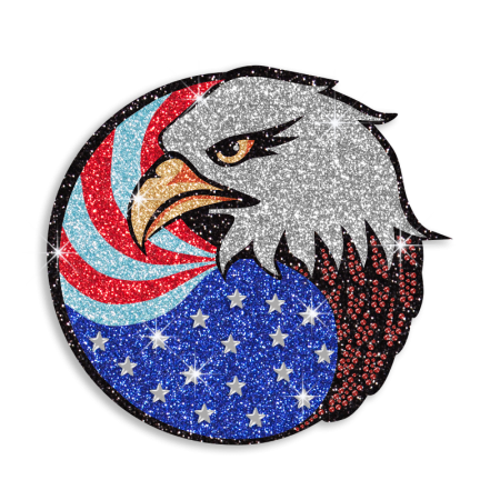 Shining Eagle with American Flag Hot-fix Glitter Transfer for Clothes