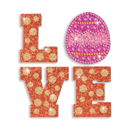 Hot Love with Egg letters Hot Fix Rhinestone Motif