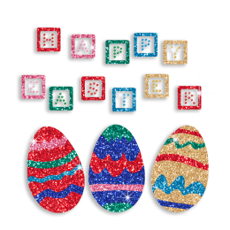 Happy Easter with Colorful Eggs Hot Fix Glitter Transfer