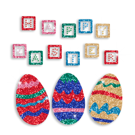 Happy Easter with Colorful Eggs Hot Fix Glitter Transfer