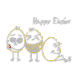 Happy Easter Eggs Iron on Rhinestone Transfer