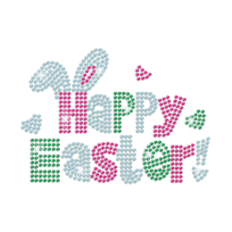 Happy Easter Rabbit Iron on Rhinestone Transfer