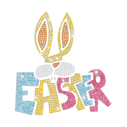 Wholesale Bright Easter Rabbit Iron-on Glitter Transfer
