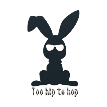 Bunny Too Hip To Hop Iron on Flock Rhinestone Transfer Motif