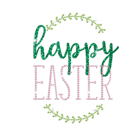 Wholesale Happy Easter Iron on Glitter Rhinestone Transfer Decal