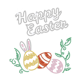 Happy Easter Bling Egg Iron on Glitter Rhinestone Transfer Decal