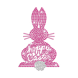 Bling Pink Easter Bunny Iron on Rhinestone Transfer Decal