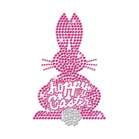 Bling Pink Easter Bunny Iron on Rhinestone Transfer Decal