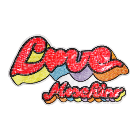 Love Embroidered Patch with Sequin for Shirt