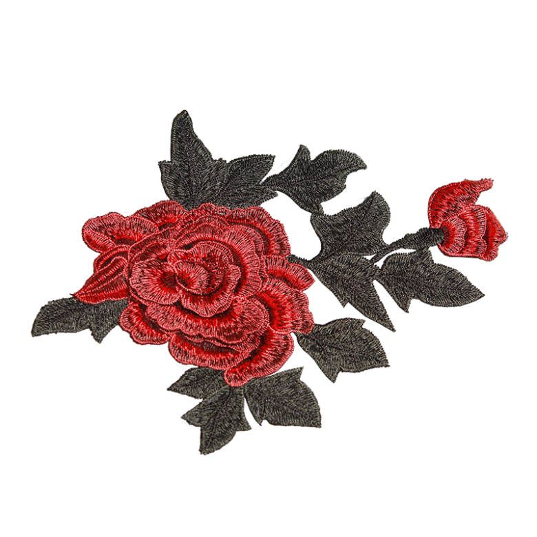 Red Rose Embroidered Patches