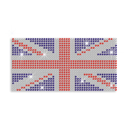 Bright British Flag Iron on Rhinestone Design for Clothes
