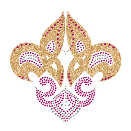 Shining Glitter Fleur de lis Hot-fix Motif