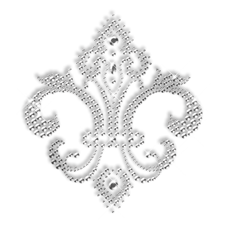 Crystal Rhinestone and Rhinestud Fleur De Lis Iron ons