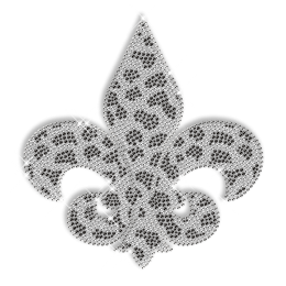 Crystal and Black Rhinestone Fleur De Lis Iron on Motif