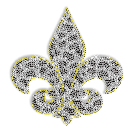 Spotted Rhinestone Fleur De Lis Iron ons