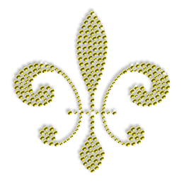 Yellow Crystal Fleur De Lis Iron on Transfer