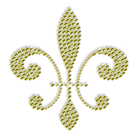 Yellow Crystal Fleur De Lis Iron on Transfer