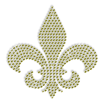 Gold Nailhead Round Fleur De Lis Pattern