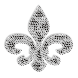 Crystal and Black Rhinestone Fleur De Lis Iron on Transfer