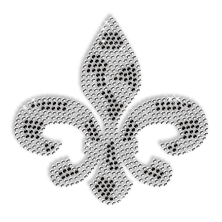 Crystal and Black Rhinestone Fleur De Lis Iron on Transfer