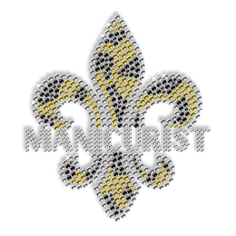 Sparkling Rhinestone and Rhinestud Fleur De Lis Iron on Design