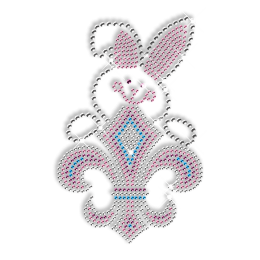 Lovely Bunny Rhinestone  Fleur De Lis Iron ons