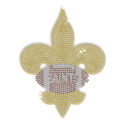 Gold Rhinestone and Rhinestud Fleur De Lis Transfers