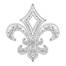 Crystal Rhinestone and Nailhead Round Fleur De Lis Motif