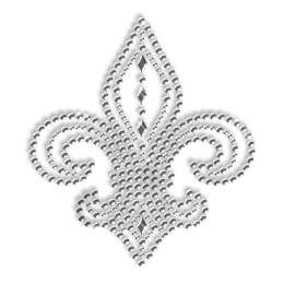 Crystal Rhinestone and Nailhead Fleur De Lis  Motif