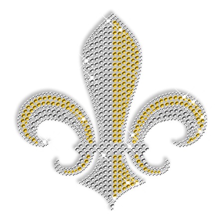 Crystal and Yellow Rhinestone Fleur De Lis Transfer