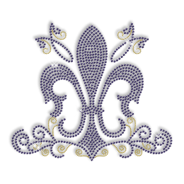 Best Custom Sparkling Blue Fleur De Lis Rhinestone Iron on Transfer Design for Shirts