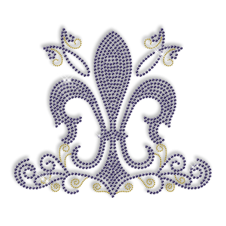 Best Custom Sparkling Blue Fleur De Lis Rhinestone Iron on Transfer Design for Shirts