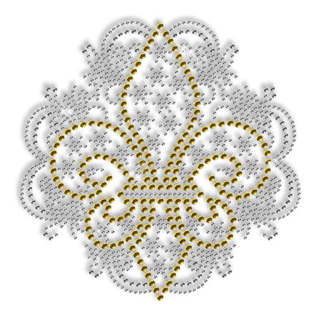 Custom Best Sparkle Gold Fleur De Lis Rhinestone Iron on Transfer Pattern for Shirts