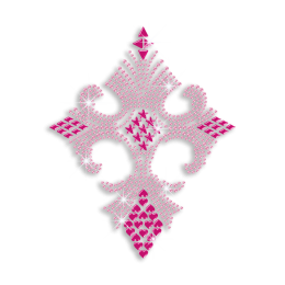 Beautiful Pink Fleur De Lis Iron-on Nailhead Rhinestone Transfer