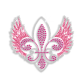 Pretty Pink Fleur De Lis with Wings Iron-on Glitter Rhinestone Transfer