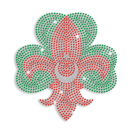 Ruby & Emerald Fleur De Lis Iron-on Rhinestone Transfer