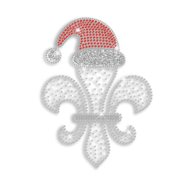 Crystal Fleur De Lis in Ruby Hat Iron-on Nailhead Rhinestone Transfer