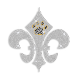 Crystal Fleur De Lis with Paw Print Iron on Rhinestone Transfer